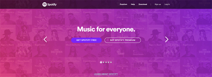 Spotify homepage.