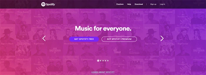 Spotify homepage.