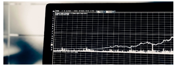 Laptop screen displaying a chart