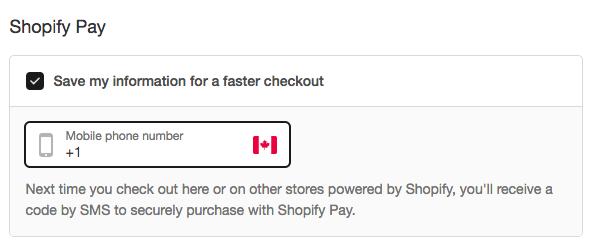 Shopify Pay opt in screenshot