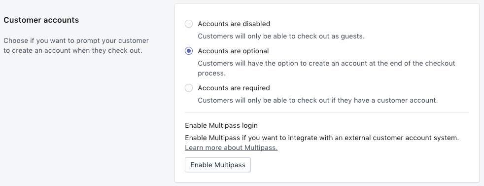 Shopify admin customer accounts screenshot