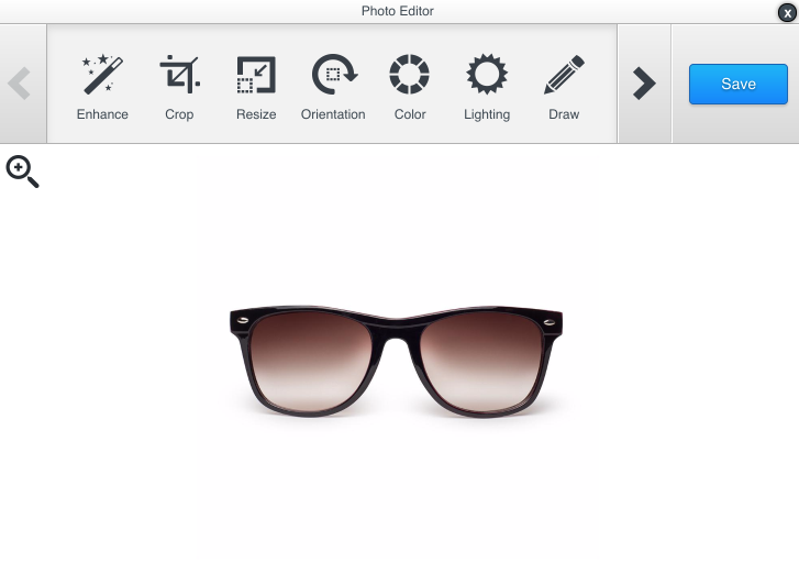 A screenshot of the Shopify photo editor