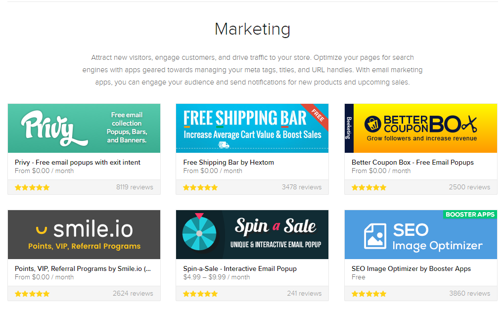 Shopify app Store marketing Category screenshot