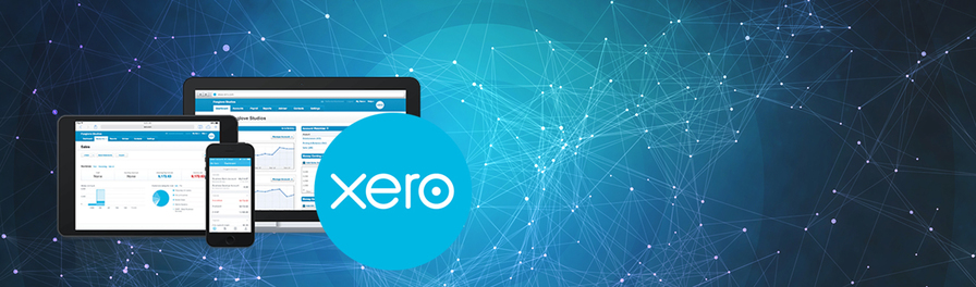 Xero banner header with mobile, tablet, and laptop devices.