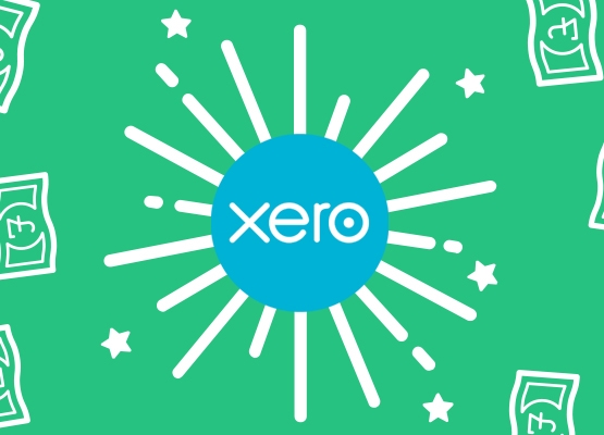 The Xero logo surrounded by stars and lines to simulate power