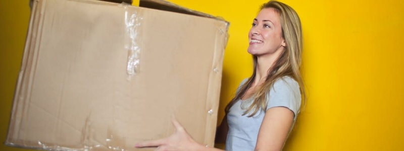 Woman holding a box