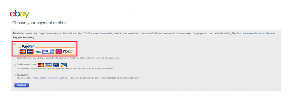 ebay payment method box screenshot