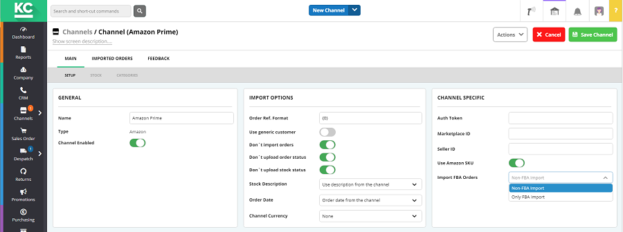 A screenshot showing the options of the Amazon integration on Khaos Control Cloud