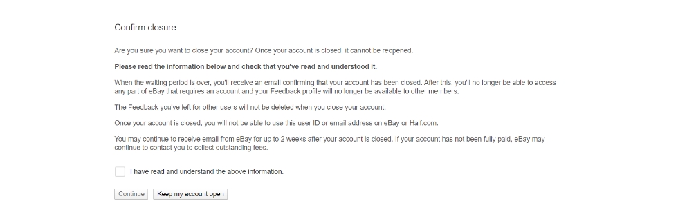 step 3 closing ebay account screenshot