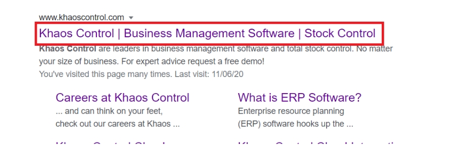 Image of search results on google for khaos control