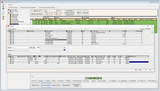 Khaos control system on the order screen and displaying shipping options