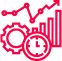 Icon showing a graph of increased productivity over time