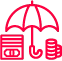 Icon showing an umbrella and money