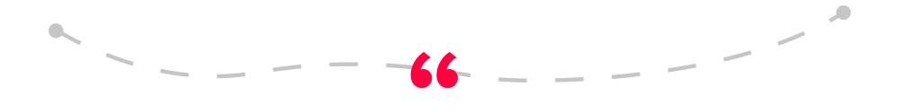 Two red quote symbols with a wiggling dashed line behind it