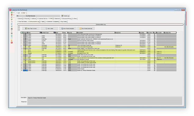 Khaos Control's user interface of CRM against a customer record