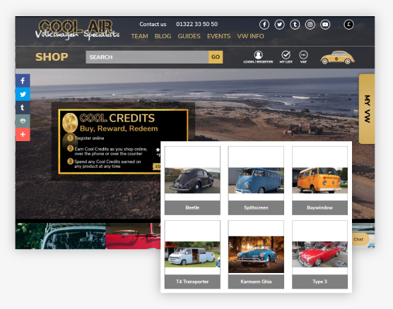 A screenshot of the Cool Air VW website