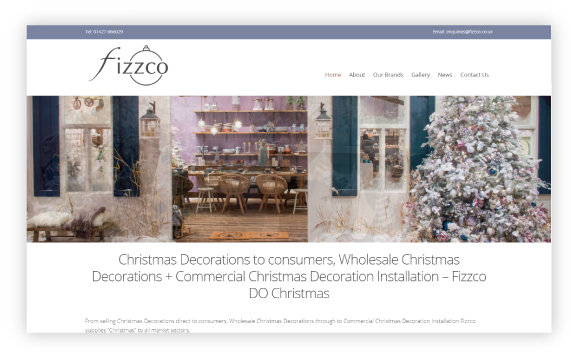 A screenshot of the Fizzco website home page