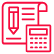 An icon of a calculator next to a piece of paper with writing on it