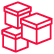 An icon of three boxes stacked together in 3d