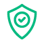 Icon of a shield with a tick in the centre