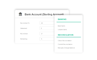 System pop out displaying basic bank account information
