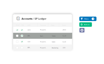 Accounting software displaying sales and purchase ledger