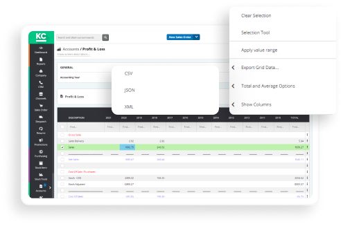 exporting profit & loss sheet through Khaos Control Cloud