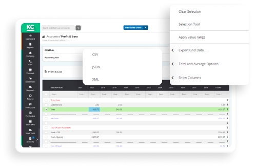 exporting profit & loss sheet through Khaos Control Cloud