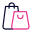 An icon of a pink bag in front of a blue bag.