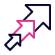An icon of three arrows pointing up