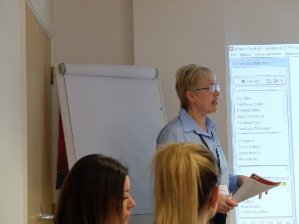 Lindy giving a talk to a number of people